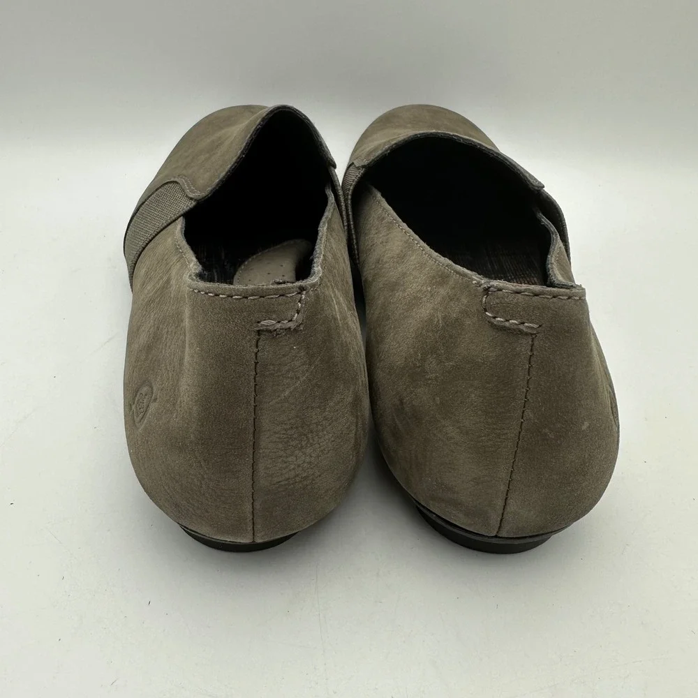 Born‎ Slip On Loafers Womens 9M Taupe Leather Fabric CQH18 F36742 Comfort Flats